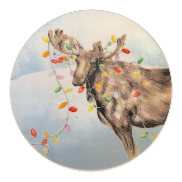 NORTH POLE TRADING CO Dessert Plates Good Tidings Set of 4 Porcelain Bunny Gifts - Picture 8 of 15